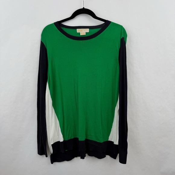Michael Kors Color Block Pullover Long Sleeve Top Knit Sweater 2X - Picture 1 of 3